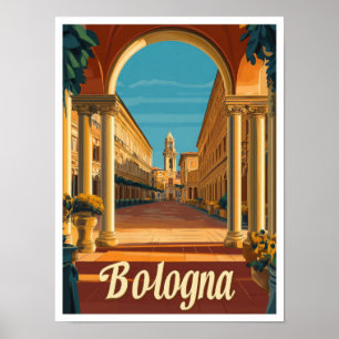 Poster Illustration Vintage voyage de Bologne Italie