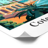 Poster Illustration Vintage voyage de la Côte d'Azur (Coin)