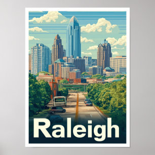 Poster Illustration Vintage voyage de Raleigh North Carol