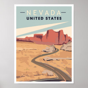 Poster Illustration Vintage voyage du Nevada aux États-Un