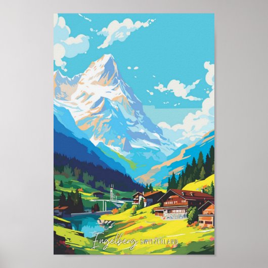 Poster Illustration Vintage voyage Engelberg Suisse (Devant)