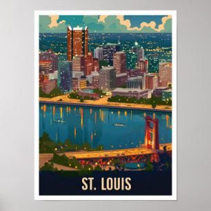 Poster Illustration Vintage voyage St Louis Missouri USA