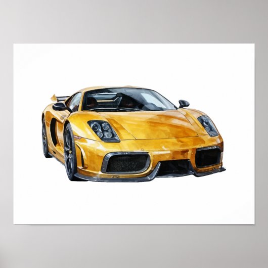 Poster Illustration WaterColor Yellow Car (Devant)