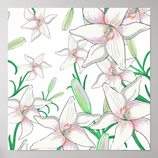 Poster Illustration White Lilies (Devant)