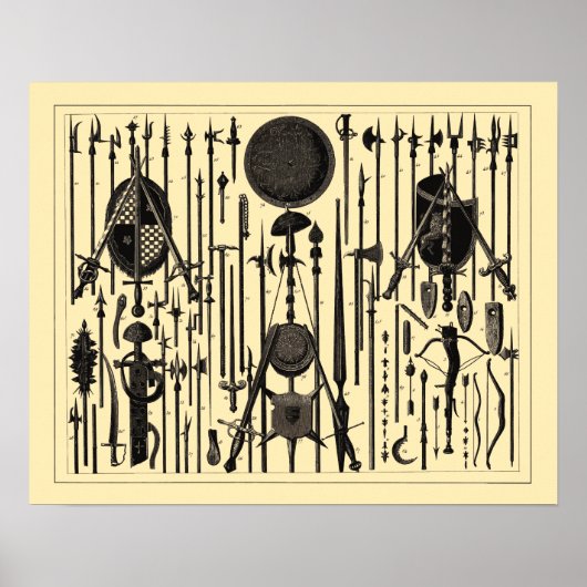 Poster Illustrations d'armes médiévales antiques (Devant)