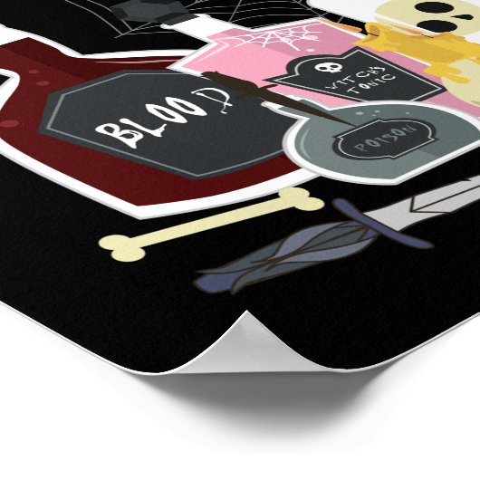 Poster Illustrations de crânes et de potions Halloween he (Coin)