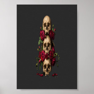 Poster Illustrations de crânes gothiques en pixel art ave