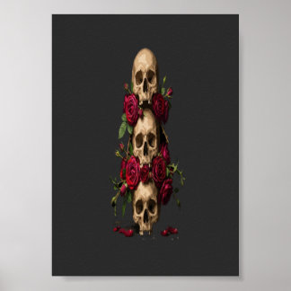 Poster Illustrations de crânes gothiques en pixel art ave