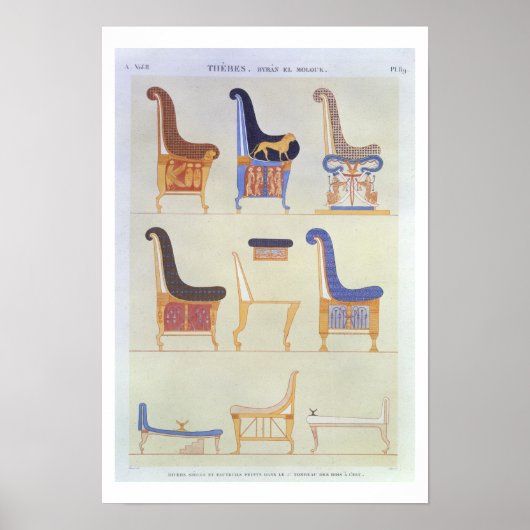 Poster Illustrations de divers sièges et armchai peints (Devant)