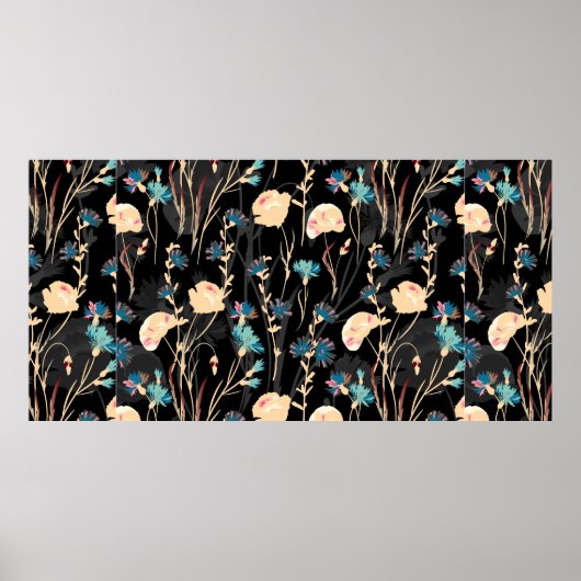 Poster Illustrations de fleurs sauvages. Patte transparen (Devant)