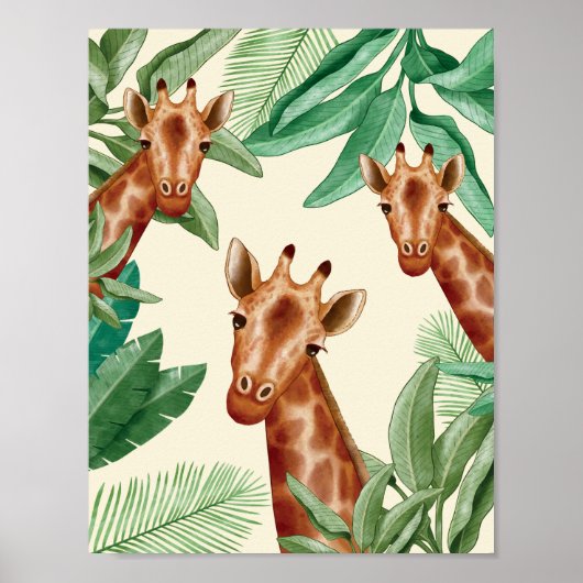 Poster Illustrations Vintage de girafe (Devant)