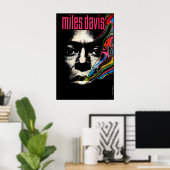 Poster illustré de Miles Davis Jazz (Bureau à domicile)