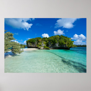 Poster Îlot rocheux sur la plage