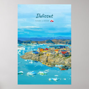 Poster Ilulissat, Groenland - Ville des Icebergs