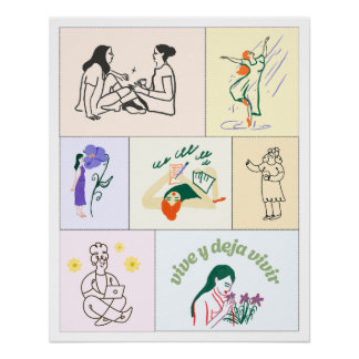 Poster ilustrado vida libre bienestar calma