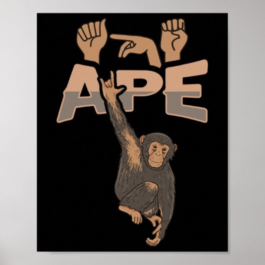 Poster Ily Ape Asl Geste De La Main Perte Auditive Sensib (Devant)