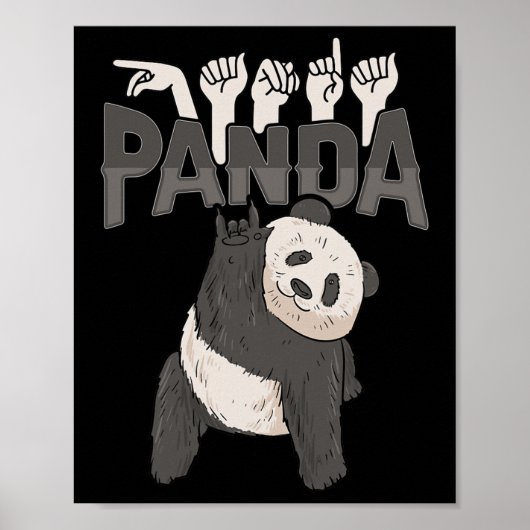 Poster ILY Panda ASL Geste MAIN Sourde Perte d'audition C (Devant)