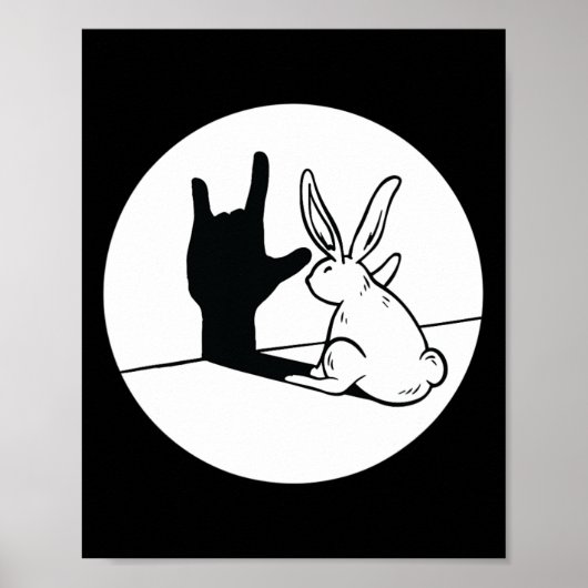 Poster ILY Rabbit ASL Geste MAIN Sourde Perte d'audition (Devant)