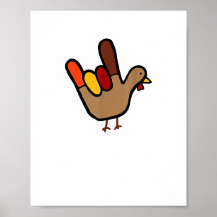 Poster ILY Sign Language Main Turkey Thanksgiving Holiday