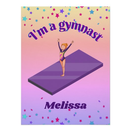 Poster I'm A Gymnast - Girl with/ Leotard on Purple Gym M (Devant)