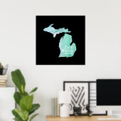 Poster I'm A Michigander Watercolor Filled Silhouette (Bureau à domicile)