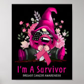 Poster I'm A Survivor Gnome Pink Ribbon Breast Cancer Awa (Devant)