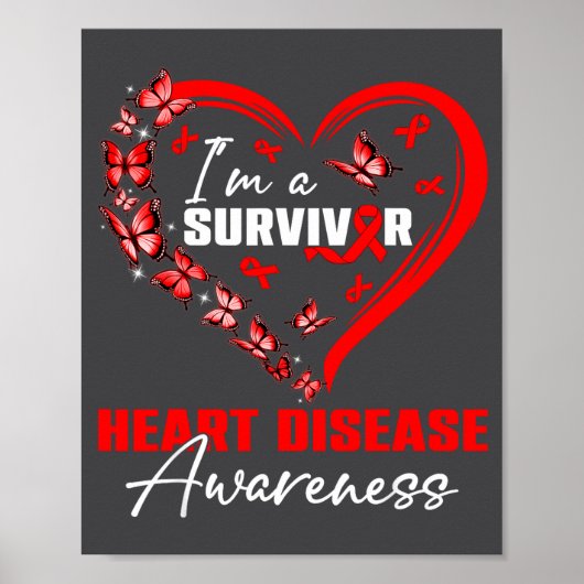 Poster I'm A Survivor Heart Disease Awareness Red Butterf (Devant)