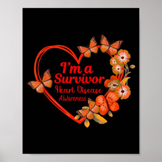 Poster I'm A Survivor Heart Disease Awareness Red Butterf (Devant)