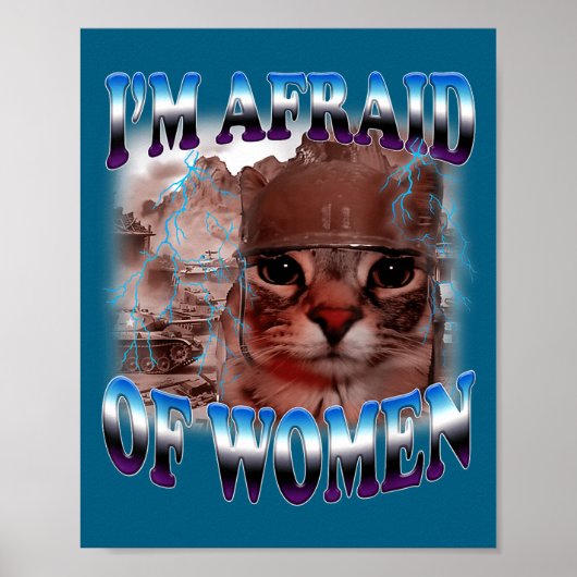 Poster I'm Afraid Of Women Funny Saying Humor Cat Meme  (Devant)