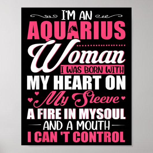Poster I'm Aquarius Woman With A Mouth I Can't Control Fu (Devant)