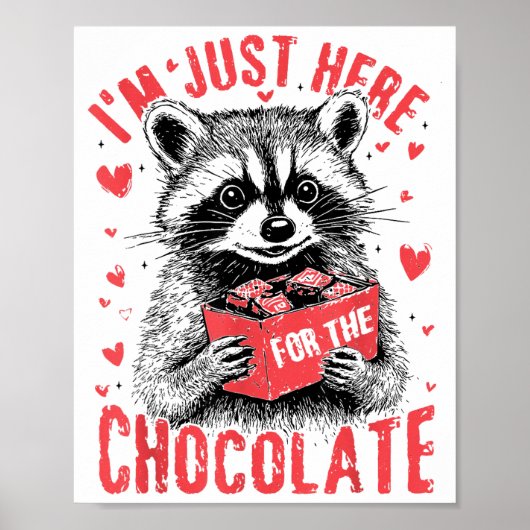 Poster I'm Just Here For The Chocolate Funny Raccoon Vale (Devant)