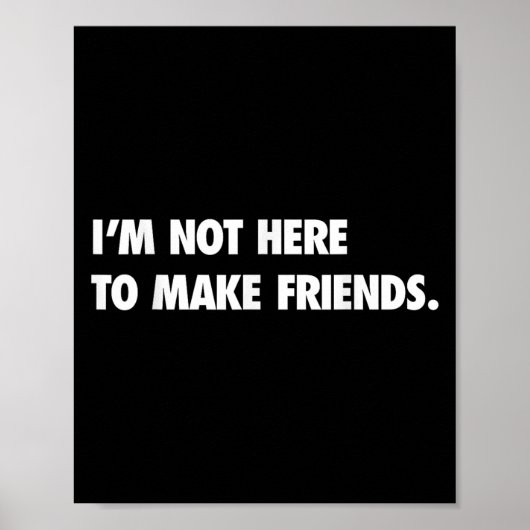 Poster I'm Not Here To Make Friends Humor Sarcastic Gift  (Devant)