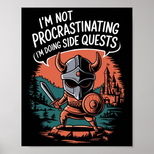 Poster I'm Not Procrastinating Funny Side Quests Gamer 1  (Devant)