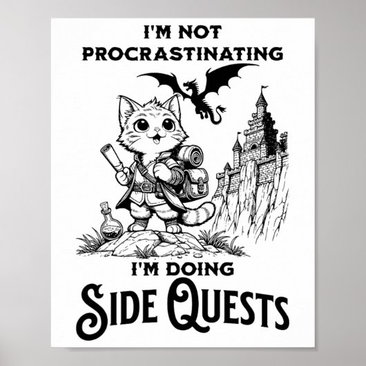 Poster I'm Not Procrastinating I'm Doing Side Quests Rpg  (Devant)