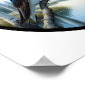 Poster Image 3D circulaire de 2 hirondelles perchées (Coin)