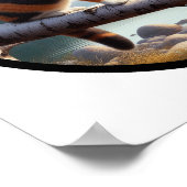 Poster Image 3D circulaire d'un beau chat Calico (Coin)