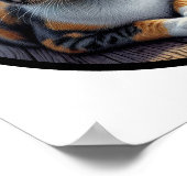 Poster Image 3D circulaire d'un beau chat Calico (Coin)