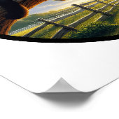 Poster Image 3D circulaire d'un beau chat Tuxedo (Coin)