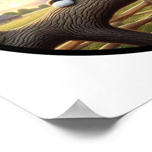 Poster Image 3D circulaire d'un beau chat Tuxedo (Coin)