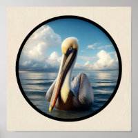 Image 3D circulaire d'un beau pélican Brown
