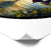 Poster Image 3D circulaire d'un canard à oeil d'or commun (Coin)