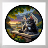 Poster Image 3D circulaire d'un chat domestique à air cou (Devant)