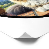 Poster Image 3D circulaire d'un chat domestique à cheveux (Coin)