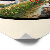 Poster Image 3D circulaire d'une belle cigogne blanche (Coin)