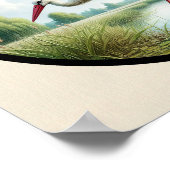 Poster Image 3D circulaire d'une belle cigogne blanche (Coin)