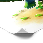 Poster Image 3D d'un perroquet à couronne bleue (Coin)