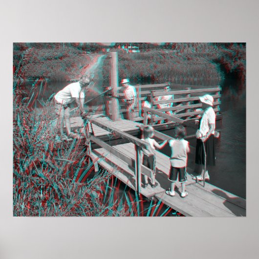 Poster Image 3D. Hampton Lode Ferry, Shropshire, Angleter (Devant)