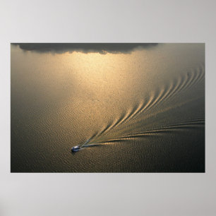 Poster image aérien d'un bateau dans le lac Gatun Panama
