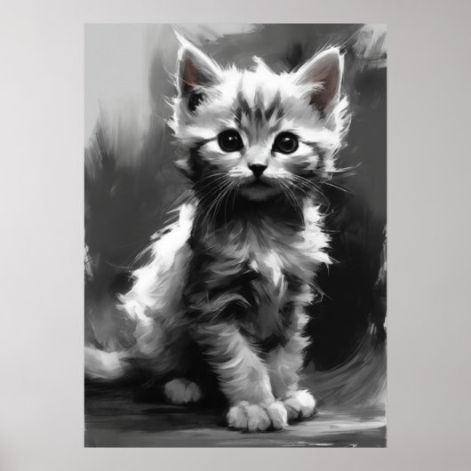Poster Image Ai, Croquis Au Charbon. Cute Kitten (Devant)