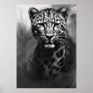 Poster Image Ai, Croquis Au Charbon. Leopard